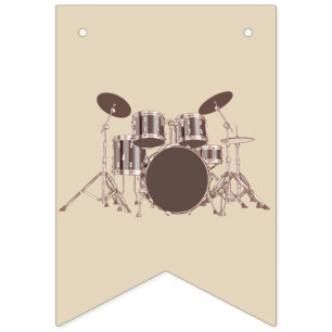 music, drum set, birthday, BUNNING BANNER