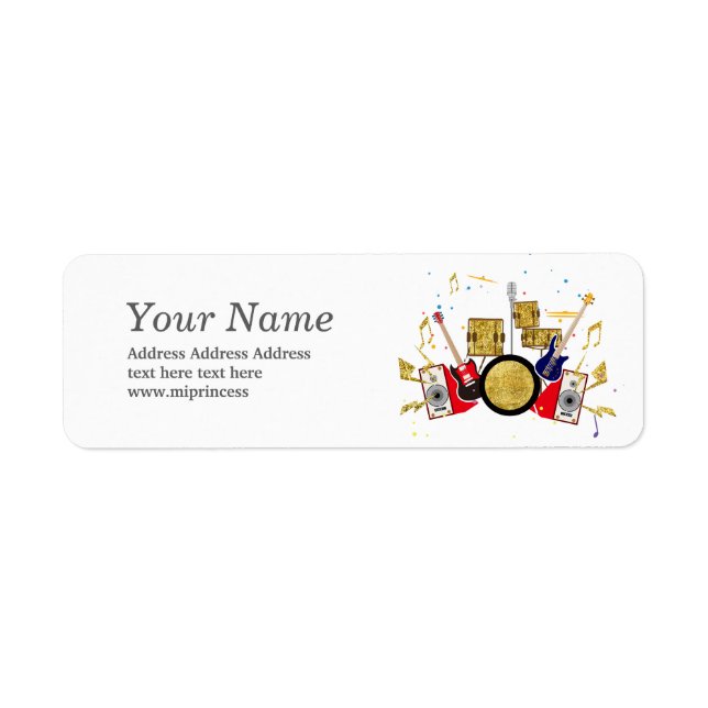 music, drum set return address label (Front)