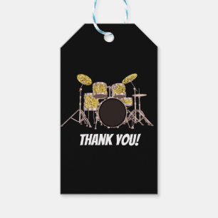 music, drum set,  thank you gift tag
