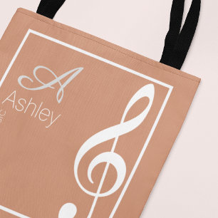 Music Dusty Rose Tote Bag Stylishly Monogrammed