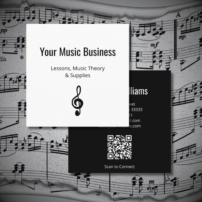 Music Education Treble Clef QR code Teacher  Square Business Card (Creator Uploaded)
