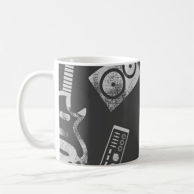 Music elements: vintage seamless background. coffee mug (Left)