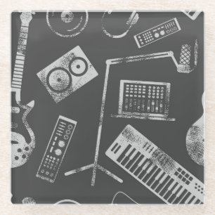 Music elements: vintage seamless background. glass coaster