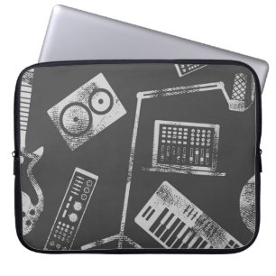 Music elements: vintage seamless background. laptop sleeve