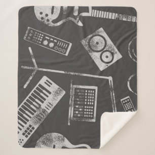 Music elements: vintage seamless background. sherpa blanket