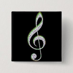 MUSIC Emerald and Diamond Treble Clef 15 Cm Square Badge