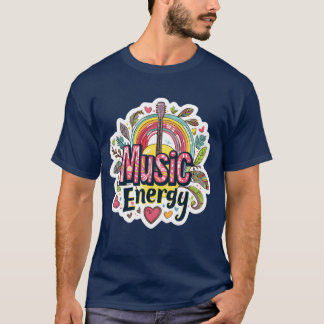 Music Energy Rainbow and Guitar for a Music boy T-Shirt