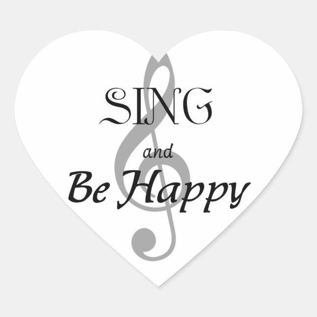 Music Expressions "SING and Be Happy" Heart Sticker (Front)