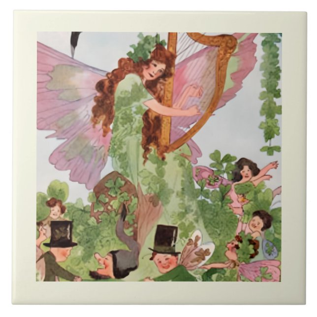 Music Faerie Playing Music Ceramic Tile (Front)