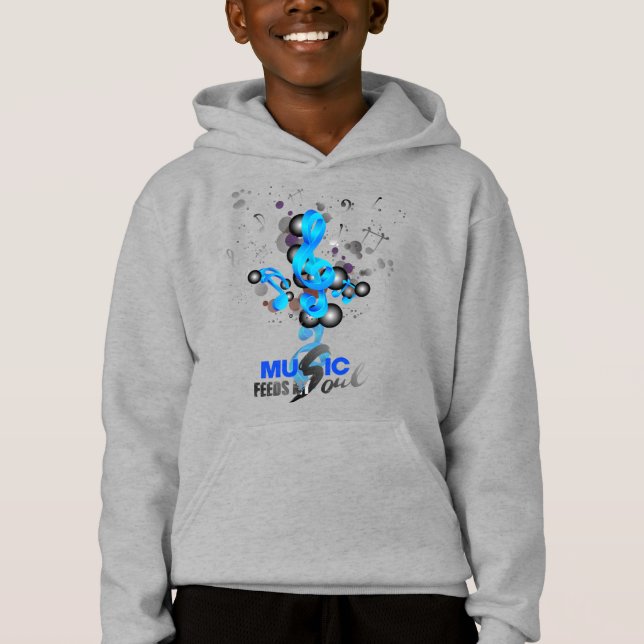 Music Feeds My Soul | Kids Pullover Hoodie (Front)