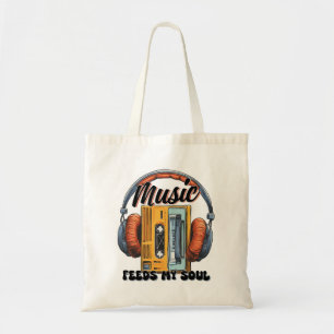 Music Feeds My Soul Vintage Music Tote Bag