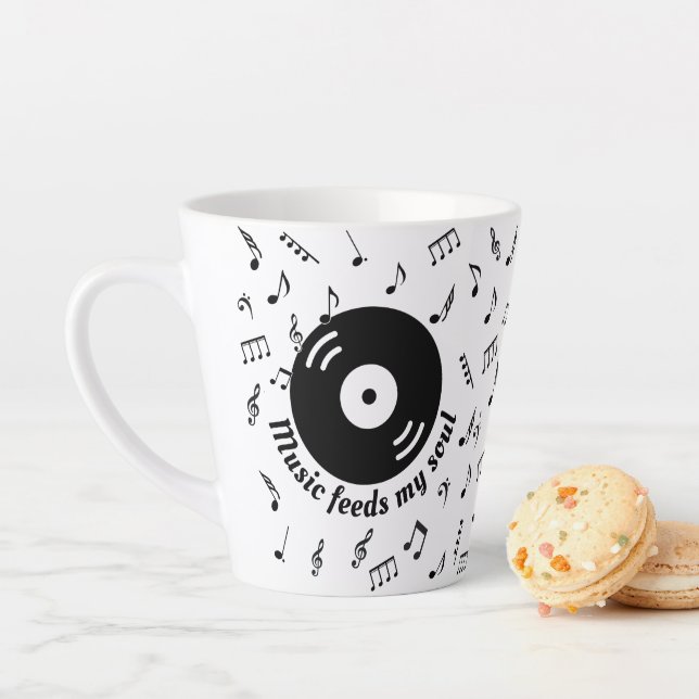 Music Feeds My Soul Vinyl Album 2 Latte Mug (In Situ)