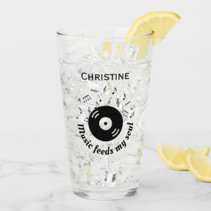 Music Feeds My Soul Vinyl Album With Name Glass
