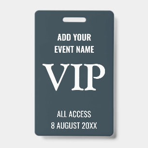 Music Festival Backstage Pass VIP Navy Blue ID Badge