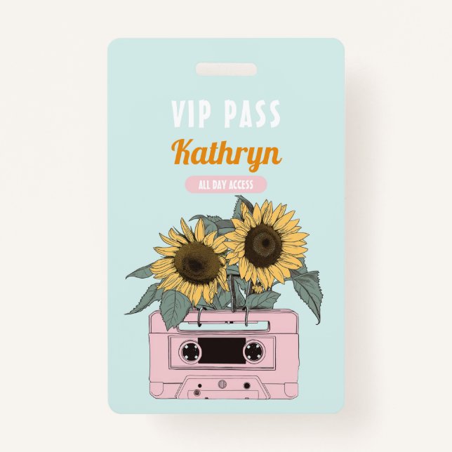 Music Festival Birthday Party VIP ID Badge (Front)
