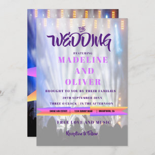 Music Festival Bright Lights  Wedding Invitation