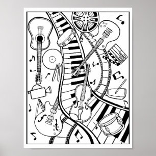 Music Festival Colouring Page Art Poster