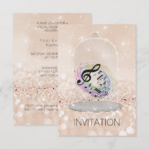 Music Festival Concert Nites Vip Champaign Glitter Invitation