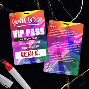 Music Festival Concert VIP Pass ID Badge