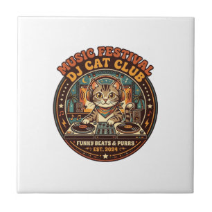 Music Festival DJ Cat Cat Lover Gift - Music Festi Ceramic Tile