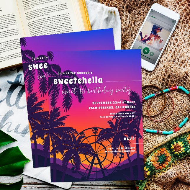 Music Festival | Ferris Wheel Palms Sweet 16  Invitation (Creator Uploaded)