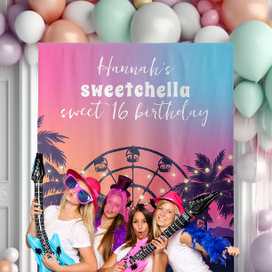 Music Festival Ferris Wheel Palms Sweet 16 Tapestry