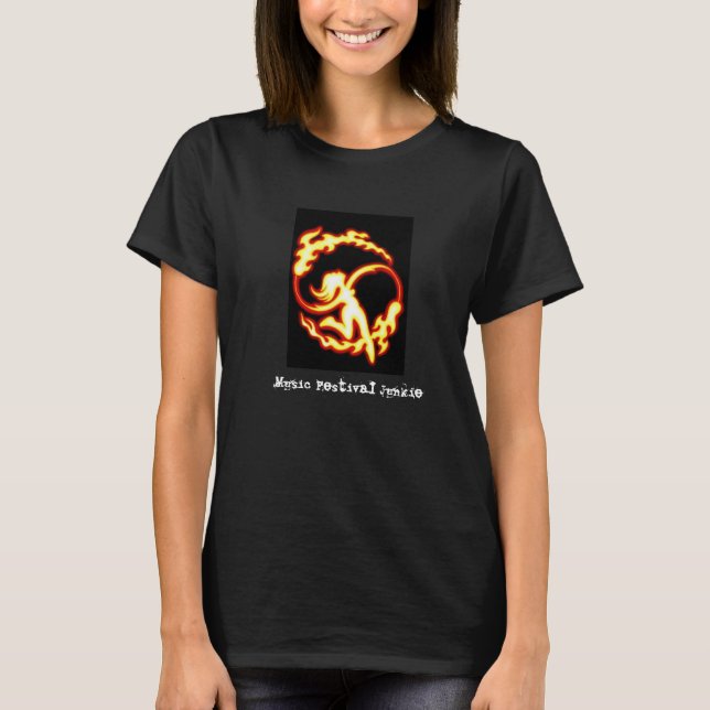 Music Festival Junkie Fire Poi Black T-Shirt (Front)