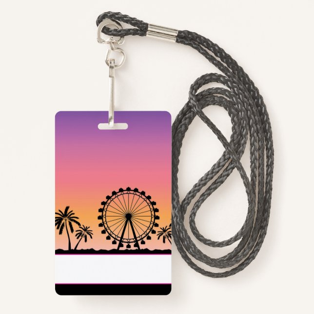Music Festival Party Badge ID Badge (Front with Lanyard)