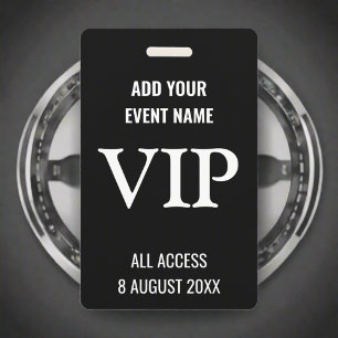 Music Festival VIP Backstage Pass Black & White ID Badge