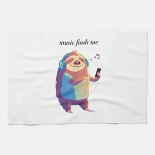 "Music Finds Me" music vibes design Sweatshirt Tea Towel