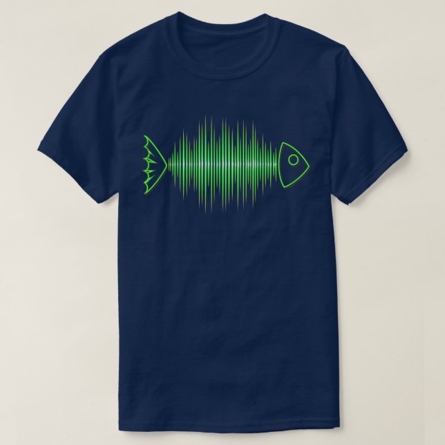 Music Fish Pulse Rate Frequency Dance House Techno T-Shirt (Design Front)