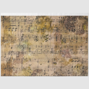 Music Floral Grunge Decoupage Tissue Botanical Paper