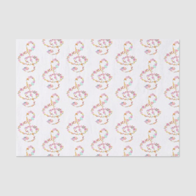 music floral treble clefs tissue paper (Front)