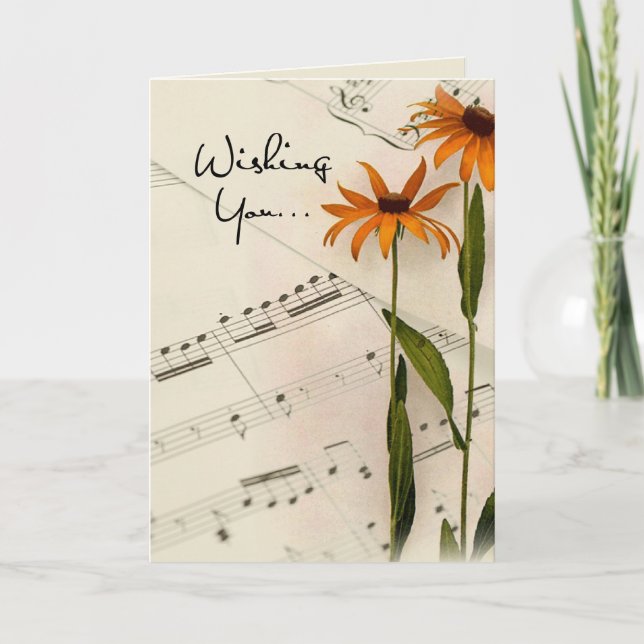 Music Flowers Get Well Card (Front)