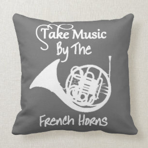 Music French Horn Funny Slogan Graphic Cushion