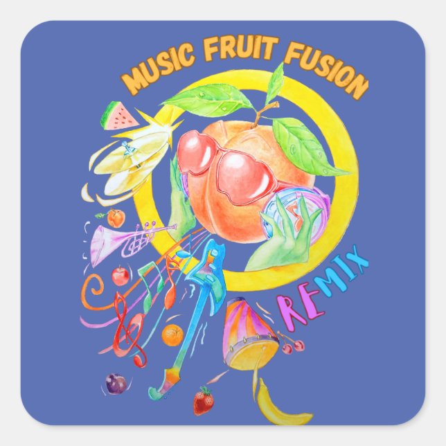 Music Fruit Fusion Designed Sticker  (Front)
