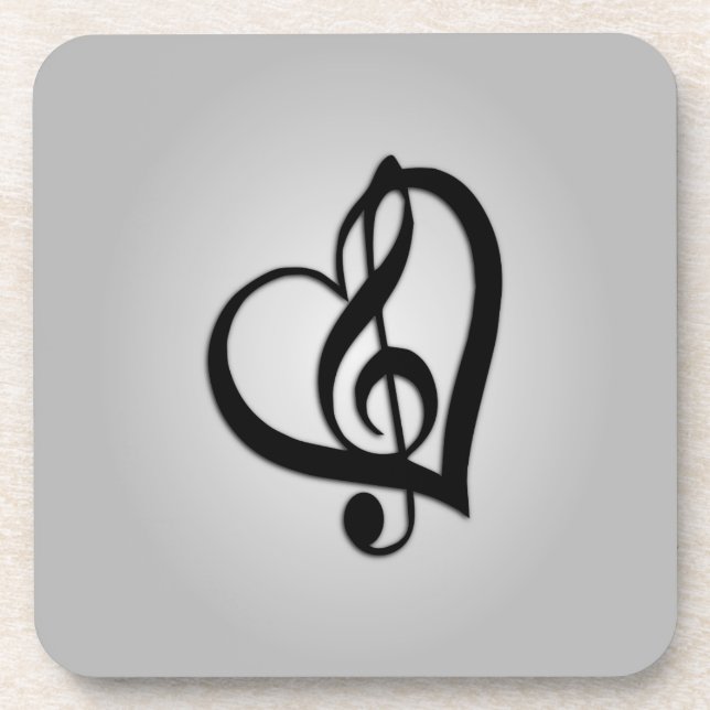Music G Heart on Silver Coaster (Front)