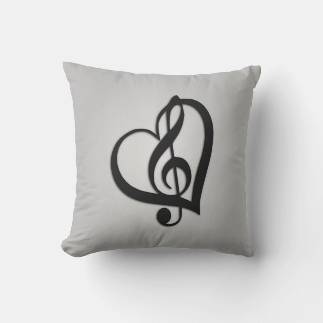 Music G Heart on Silver Outdoor Cushion (Front)