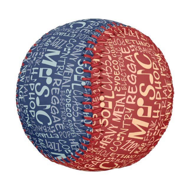Music Genres Word Collage baseball (Angled)