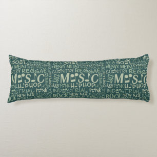 Music Genres Word Collage body pillow