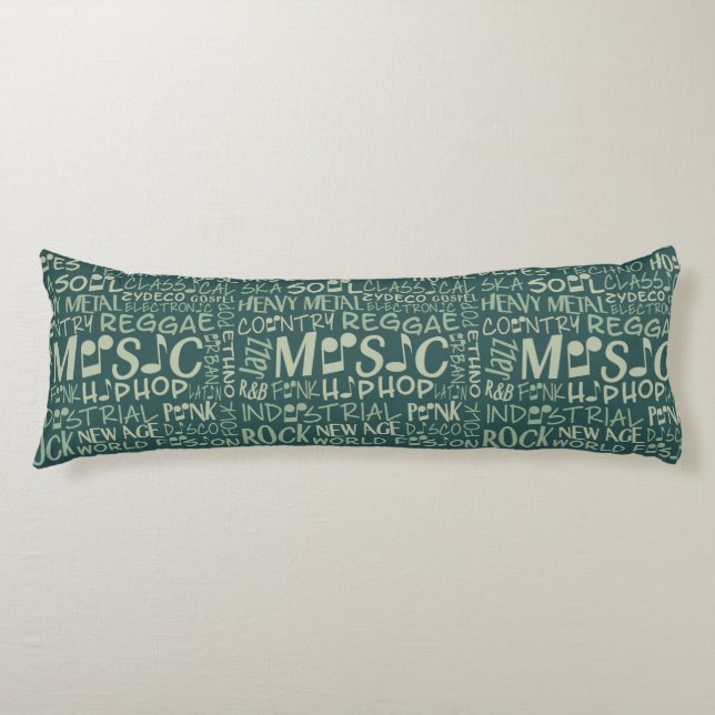 Music Genres Word Collage body pillow (Front)