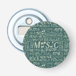 Music Genres Word Collage bottle opener