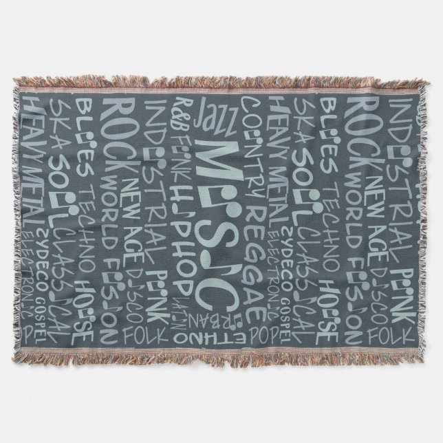Music Genres Word Collage custom throw blanket (Front)