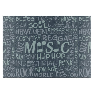 Music Genres Word Collage cutting boards