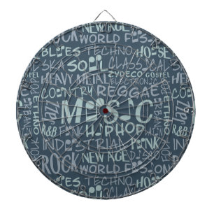 Music Genres Word Collage dart board
