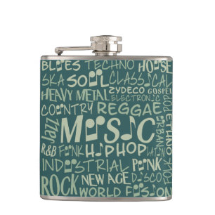 Music Genres Word Collage flask
