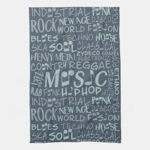 Music Genres Word Collage hand towel