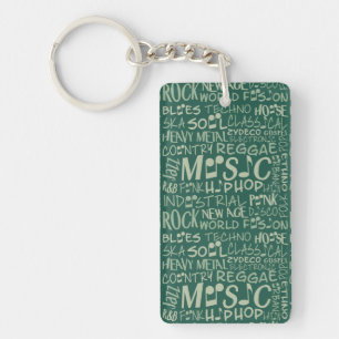 Music Genres Word Collage key chain