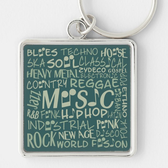 Music Genres Word Collage key chain (Front)