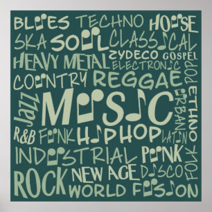 Music Genres Word Collage poster